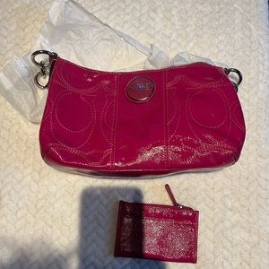Pink coach purse and ID holder